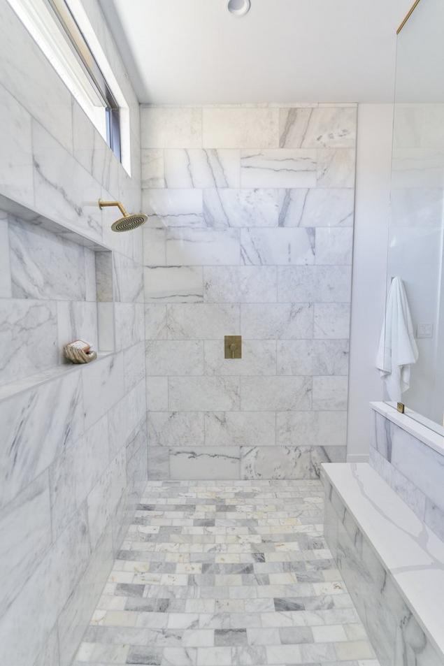 Primary Bathroom with Marble Tile